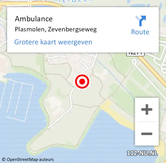 Locatie op kaart van de 112 melding: Ambulance Plasmolen, Zevenbergseweg op 7 december 2020 09:11