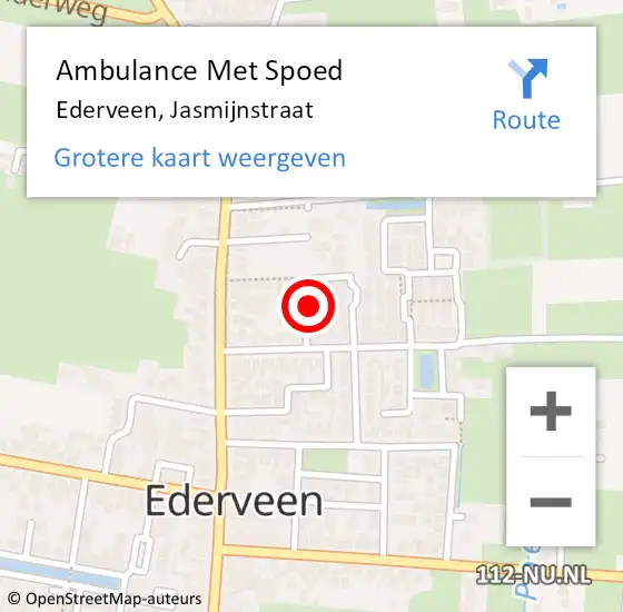 Locatie op kaart van de 112 melding: Ambulance Met Spoed Naar Ederveen, Jasmijnstraat op 7 december 2020 09:20