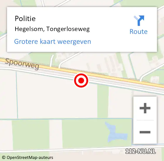 Locatie op kaart van de 112 melding: Politie Hegelsom, Tongerloseweg op 7 december 2020 09:25