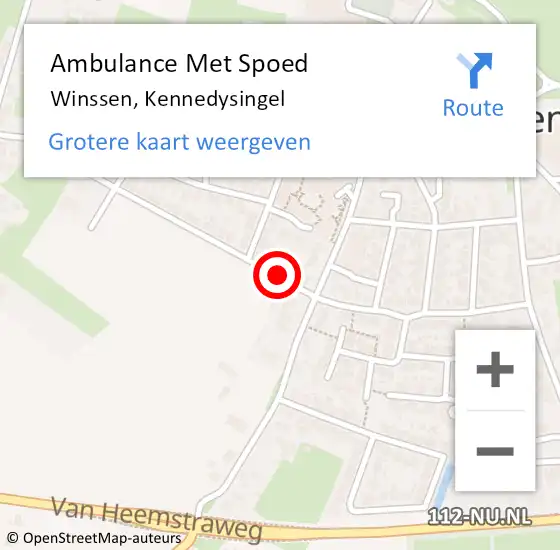 Locatie op kaart van de 112 melding: Ambulance Met Spoed Naar Winssen, Kennedysingel op 7 december 2020 10:12