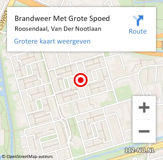 Locatie op kaart van de 112 melding: Brandweer Met Grote Spoed Naar Roosendaal, Van Der Nootlaan op 7 december 2020 10:24