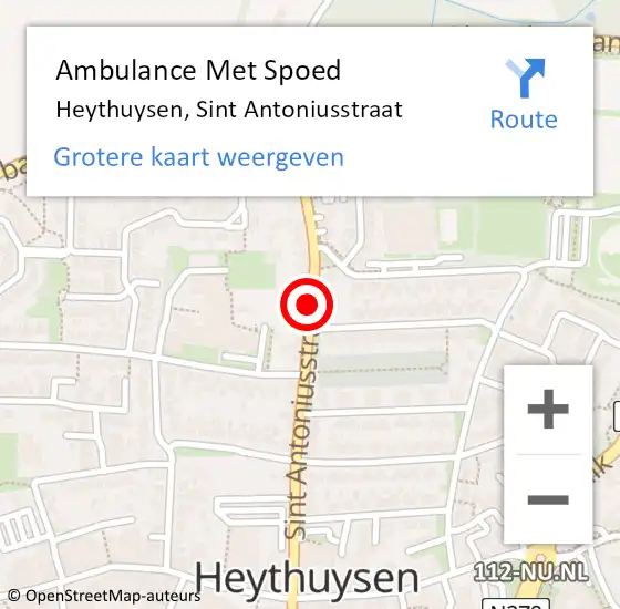 Locatie op kaart van de 112 melding: Ambulance Met Spoed Naar Heythuysen, Sint Antoniusstraat op 7 december 2020 10:43