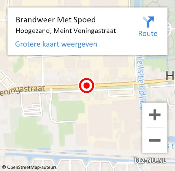 Locatie op kaart van de 112 melding: Brandweer Met Spoed Naar Hoogezand, Meint Veningastraat op 7 december 2020 11:43