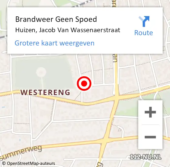 Locatie op kaart van de 112 melding: Brandweer Geen Spoed Naar Huizen, Jacob Van Wassenaerstraat op 26 mei 2014 18:06