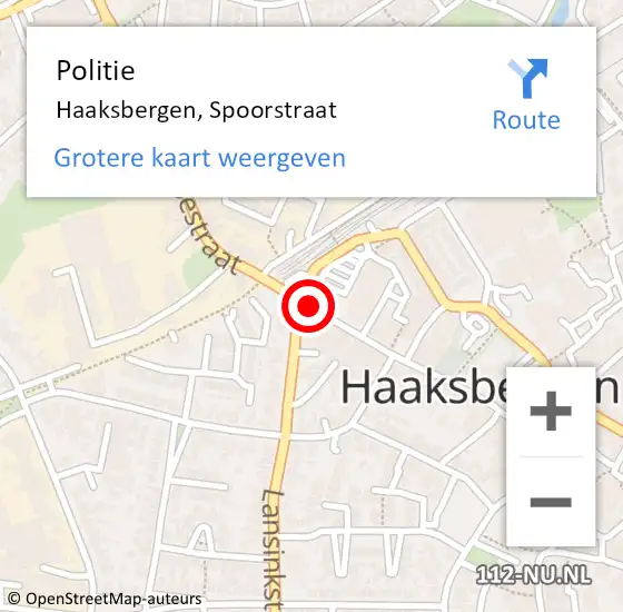 Locatie op kaart van de 112 melding: Politie Haaksbergen, Spoorstraat op 7 december 2020 14:07