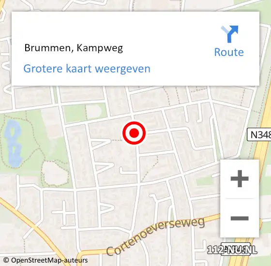 Locatie op kaart van de 112 melding:  Brummen, Kampweg op 7 december 2020 14:20