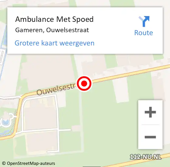 Locatie op kaart van de 112 melding: Ambulance Met Spoed Naar Gameren, Ouwelsestraat op 7 december 2020 14:29