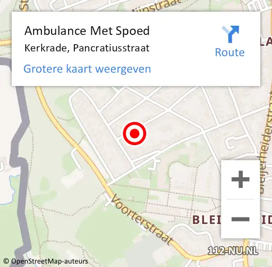 Locatie op kaart van de 112 melding: Ambulance Met Spoed Naar Kerkrade, Pancratiusstraat op 26 mei 2014 18:34