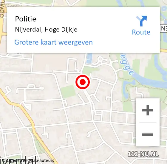 Locatie op kaart van de 112 melding: Politie Nijverdal, Hoge Dijkje op 7 december 2020 16:43
