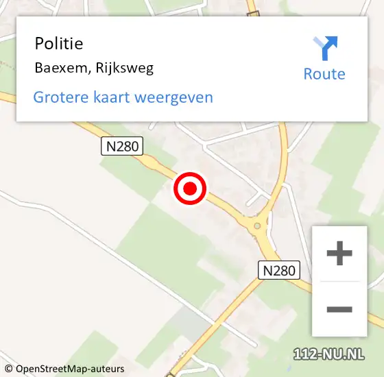 Locatie op kaart van de 112 melding: Politie Baexem, Rijksweg op 7 december 2020 16:53