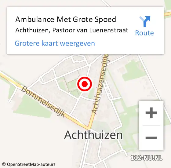 Locatie op kaart van de 112 melding: Ambulance Met Grote Spoed Naar Achthuizen, Pastoor Van Luenenstraat op 7 december 2020 18:30