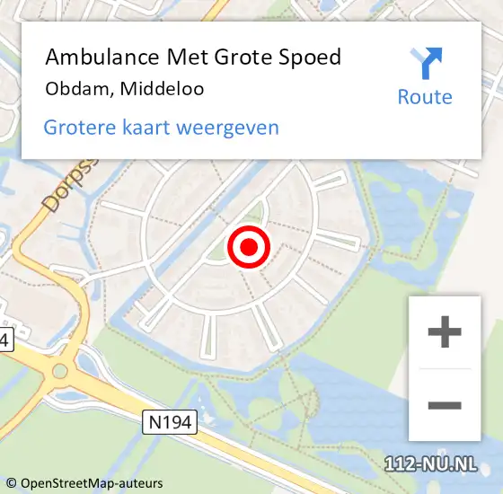 Locatie op kaart van de 112 melding: Ambulance Met Grote Spoed Naar Obdam, Middeloo op 7 december 2020 18:35