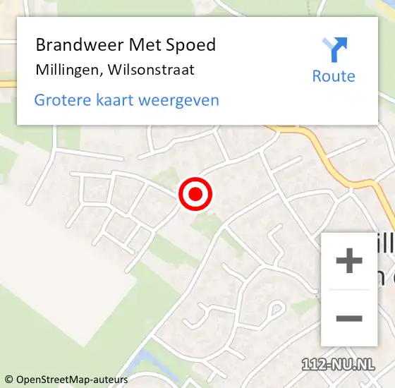 Locatie op kaart van de 112 melding: Brandweer Met Spoed Naar Millingen, Wilsonstraat op 26 mei 2014 18:57