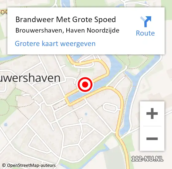 Locatie op kaart van de 112 melding: Brandweer Met Grote Spoed Naar Brouwershaven, Haven Noordzijde op 26 mei 2014 18:58