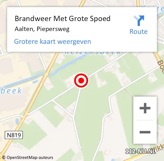 Locatie op kaart van de 112 melding: Brandweer Met Grote Spoed Naar Aalten, Piepersweg op 26 mei 2014 19:00