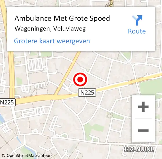 Locatie op kaart van de 112 melding: Ambulance Met Grote Spoed Naar Wageningen, Veluviaweg op 7 december 2020 19:56