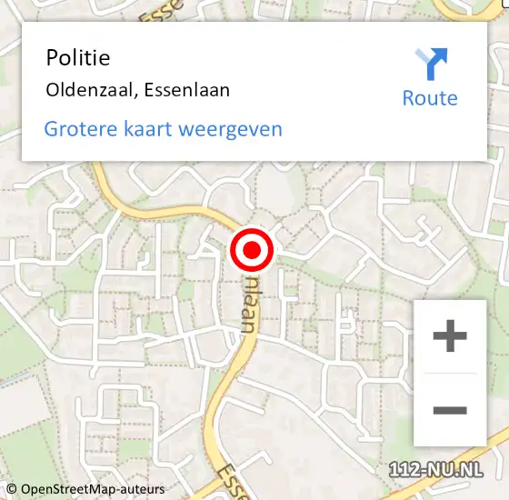 Locatie op kaart van de 112 melding: Politie Oldenzaal, Essenlaan op 7 december 2020 19:58