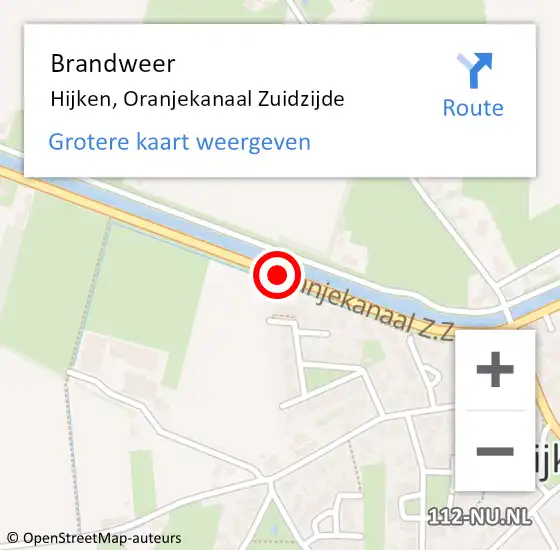 Locatie op kaart van de 112 melding: Brandweer Hijken, Oranjekanaal Zuidzijde op 26 mei 2014 19:07