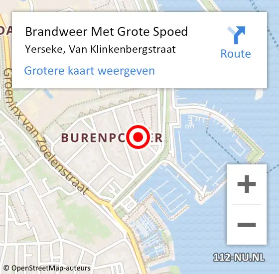 Locatie op kaart van de 112 melding: Brandweer Met Grote Spoed Naar Yerseke, Van Klinkenbergstraat op 7 december 2020 20:25