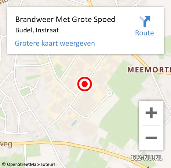 Locatie op kaart van de 112 melding: Brandweer Met Grote Spoed Naar Budel, Instraat op 7 december 2020 20:45