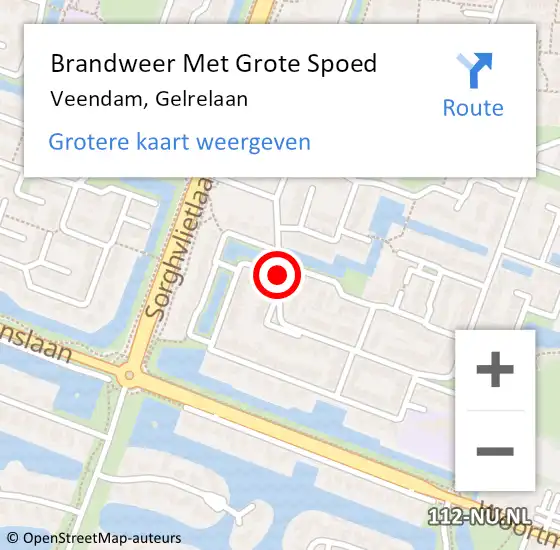 Locatie op kaart van de 112 melding: Brandweer Met Grote Spoed Naar Veendam, Gelrelaan op 7 december 2020 20:55