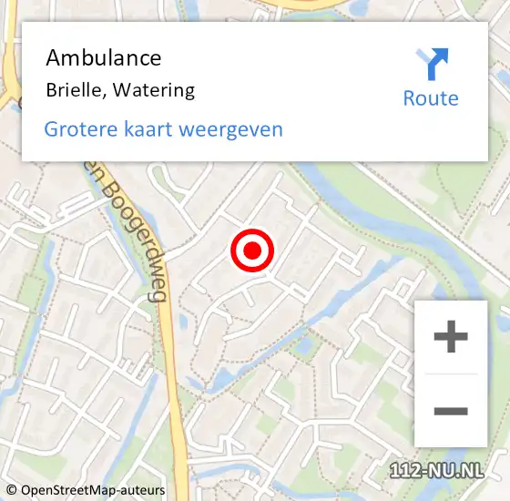 Locatie op kaart van de 112 melding: Ambulance Brielle, Watering op 7 december 2020 21:28