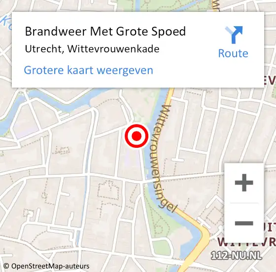Locatie op kaart van de 112 melding: Brandweer Met Grote Spoed Naar Utrecht, Wittevrouwenkade op 7 december 2020 21:56