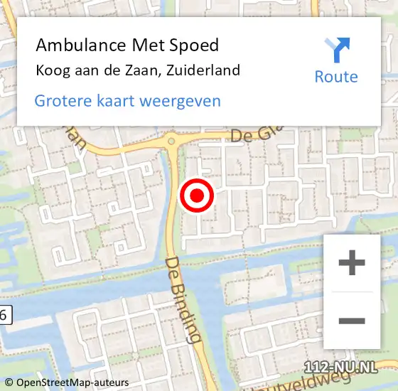 Locatie op kaart van de 112 melding: Ambulance Met Spoed Naar Koog aan de Zaan, Zuiderland op 7 december 2020 23:26