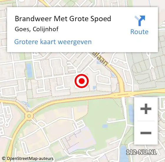 Locatie op kaart van de 112 melding: Brandweer Met Grote Spoed Naar Goes, Colijnhof op 8 december 2020 00:28