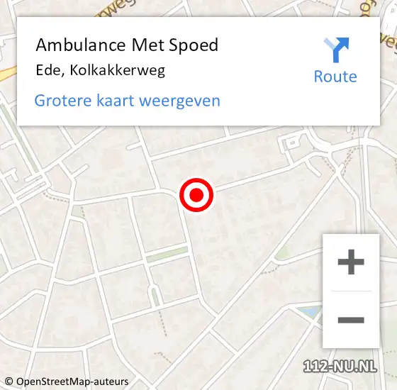 Locatie op kaart van de 112 melding: Ambulance Met Spoed Naar Ede, Kolkakkerweg op 8 december 2020 00:55