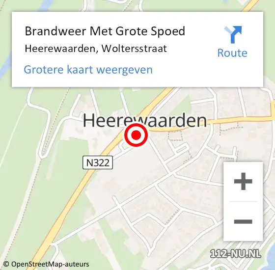 Locatie op kaart van de 112 melding: Brandweer Met Grote Spoed Naar Heerewaarden, Woltersstraat op 26 mei 2014 19:32