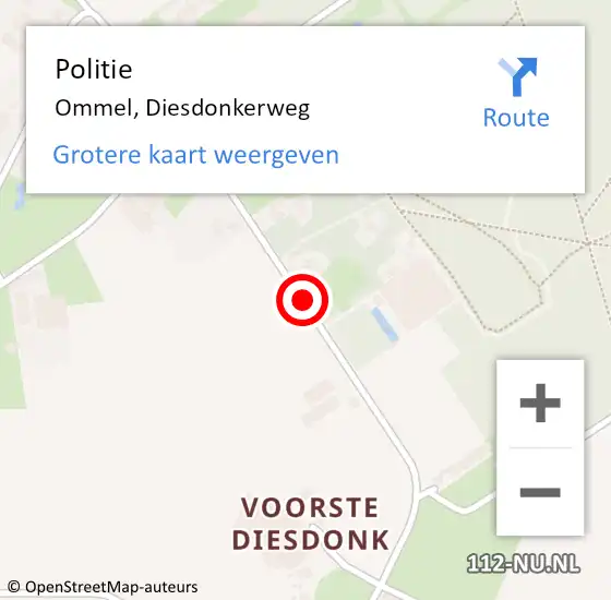 Locatie op kaart van de 112 melding: Politie Ommel, Diesdonkerweg op 8 december 2020 03:43