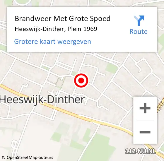 Locatie op kaart van de 112 melding: Brandweer Met Grote Spoed Naar Heeswijk-Dinther, Plein 1969 op 8 december 2020 04:07