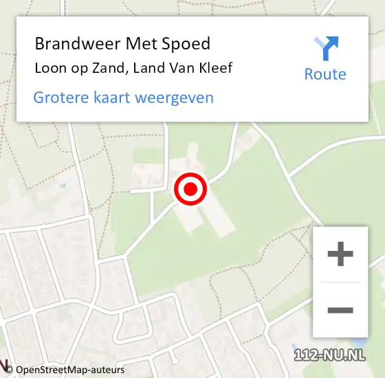 Locatie op kaart van de 112 melding: Brandweer Met Spoed Naar Loon op Zand, Land Van Kleef op 8 december 2020 05:04