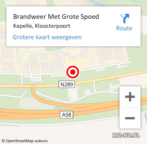 Locatie op kaart van de 112 melding: Brandweer Met Grote Spoed Naar Kapelle, Kloosterpoort op 8 december 2020 05:12