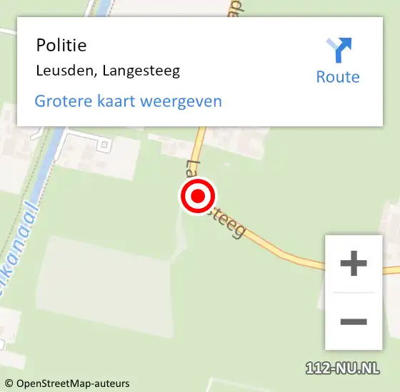 Locatie op kaart van de 112 melding: Politie Leusden, Langesteeg op 8 december 2020 07:04