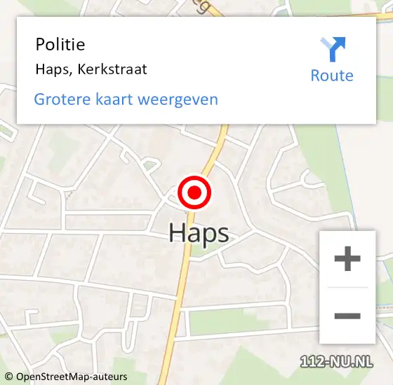 Locatie op kaart van de 112 melding: Politie Haps, Kerkstraat op 8 december 2020 07:36