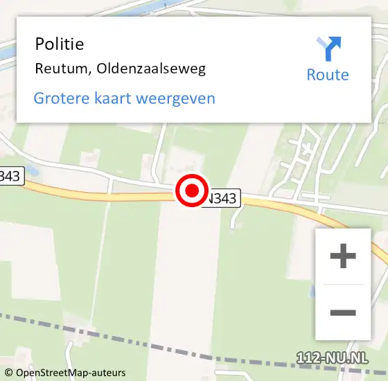 Locatie op kaart van de 112 melding: Politie Reutum, Oldenzaalseweg op 8 december 2020 07:55