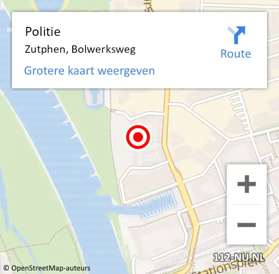 Locatie op kaart van de 112 melding: Politie Zutphen, Bolwerksweg op 8 december 2020 09:02