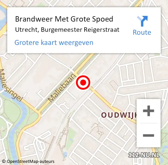 Locatie op kaart van de 112 melding: Brandweer Met Grote Spoed Naar Utrecht, Burgemeester Reigerstraat op 8 december 2020 09:05