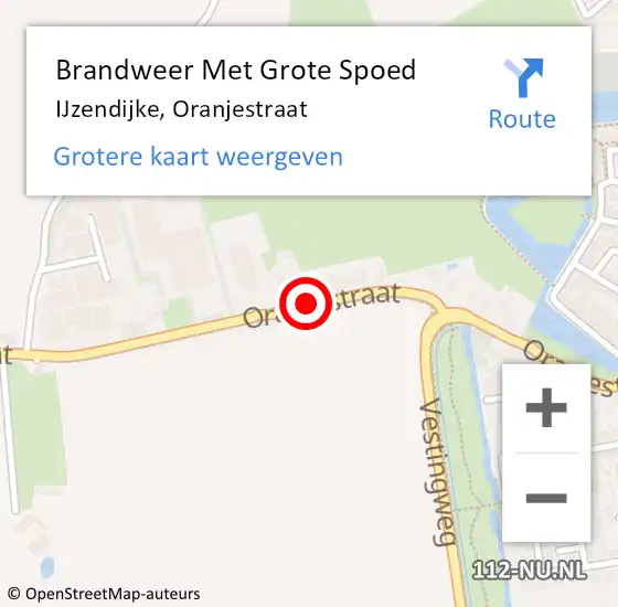 Locatie op kaart van de 112 melding: Brandweer Met Grote Spoed Naar IJzendijke, Oranjestraat op 8 december 2020 09:28