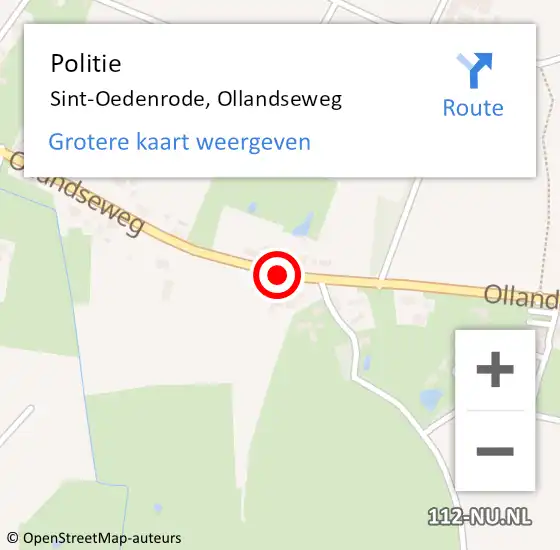 Locatie op kaart van de 112 melding: Politie Sint-Oedenrode, Ollandseweg op 8 december 2020 09:43