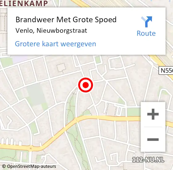 Locatie op kaart van de 112 melding: Brandweer Met Grote Spoed Naar Venlo, Nieuwborgstraat op 8 december 2020 10:29