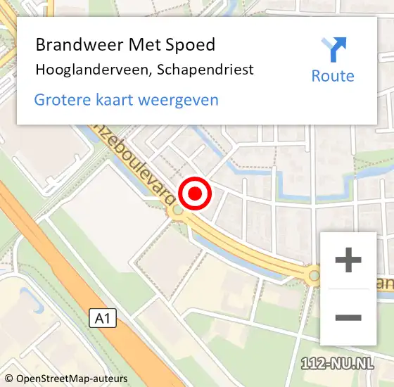 Locatie op kaart van de 112 melding: Brandweer Met Spoed Naar Hooglanderveen, Schapendriest op 26 mei 2014 20:17