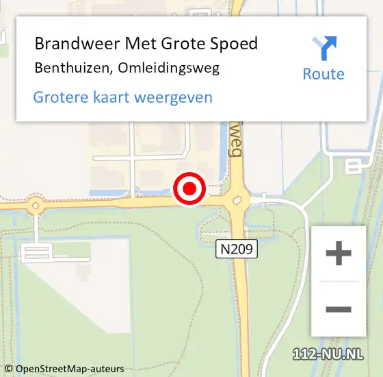 Locatie op kaart van de 112 melding: Brandweer Met Grote Spoed Naar Benthuizen, Omleidingsweg op 26 mei 2014 20:26