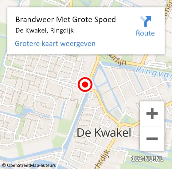 Locatie op kaart van de 112 melding: Brandweer Met Grote Spoed Naar De Kwakel, Ringdijk op 8 december 2020 12:03