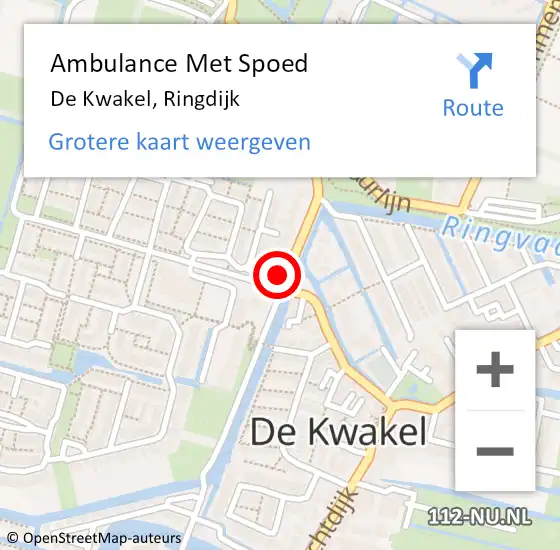 Locatie op kaart van de 112 melding: Ambulance Met Spoed Naar De Kwakel, Ringdijk op 8 december 2020 12:04