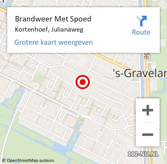 Locatie op kaart van de 112 melding: Brandweer Met Spoed Naar Kortenhoef, Julianaweg op 8 december 2020 12:07