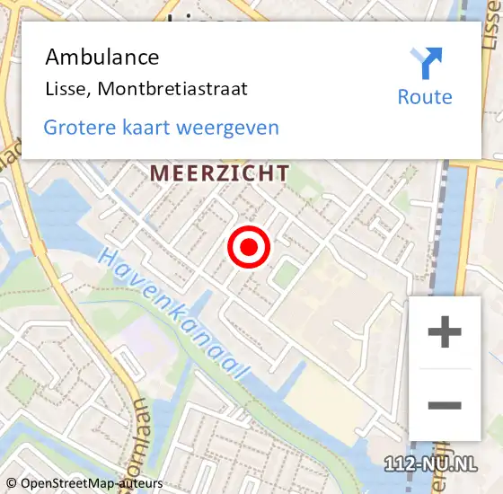 Locatie op kaart van de 112 melding: Ambulance Lisse, Montbretiastraat op 8 december 2020 12:44