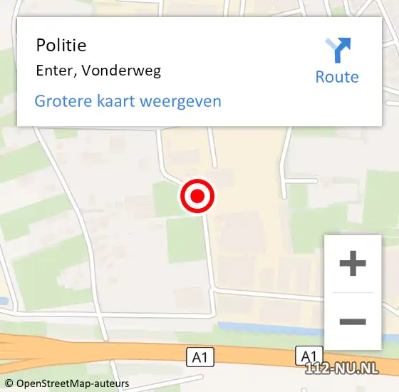 Locatie op kaart van de 112 melding: Politie Enter, Vonderweg op 8 december 2020 13:25